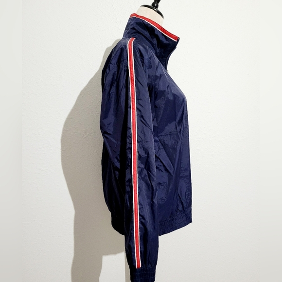 Lavon Women’s Track Jacket Small Full Zip Windbreaker Navy Red White Stripes USA - Picture 2 of 11